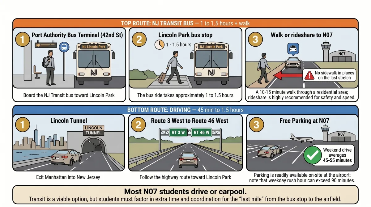 Two commute routes from Manhattan to Lincoln Park Airport N07 — NJ Transit bus and driving via Lincoln Tunnel Two commute routes from Manhattan to Lincoln Park Airport N07 — NJ Transit bus and driving via Lincoln Tunnel